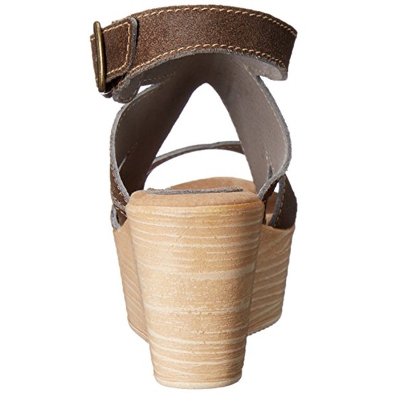 NIB Leather Stone Distressed Platform Wedge Sandal - Picture 4 of 5